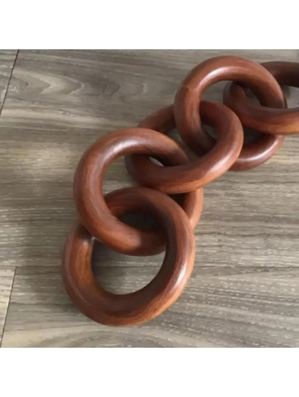 Dark Brown Wooden Chain Knot Boho Interlocking Centrepiece Home Decor New